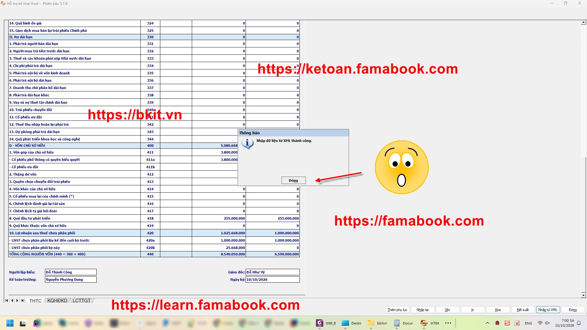 Nhập dữ liệu XML vào HTKK 5.7.9 thành công
